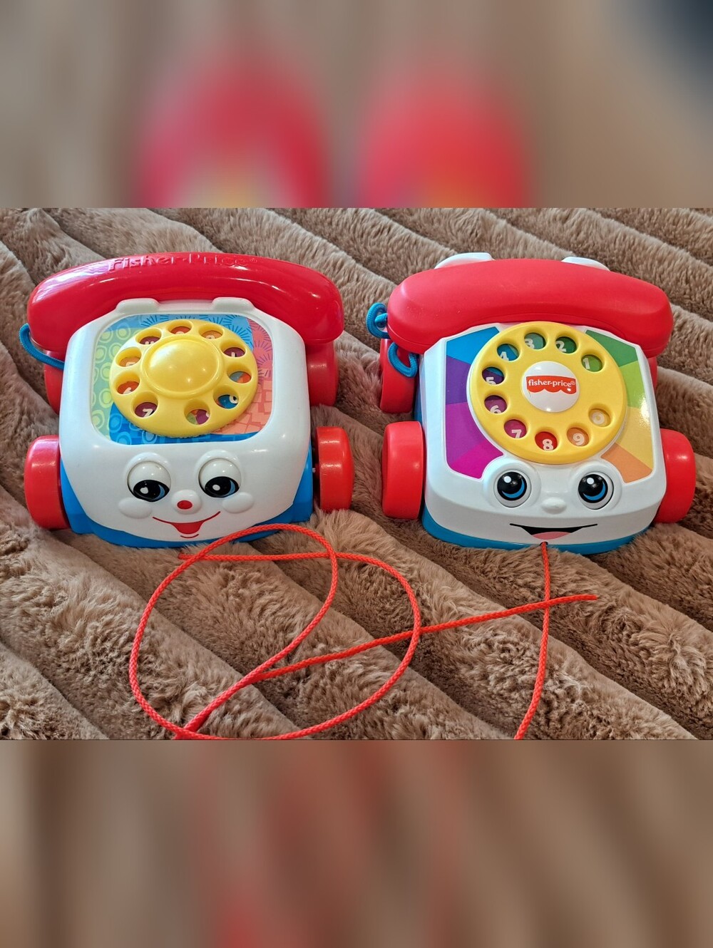 Lot Of 2 Fisher Price Chatter Phone Telephone Pull Toy with Moving Eyes